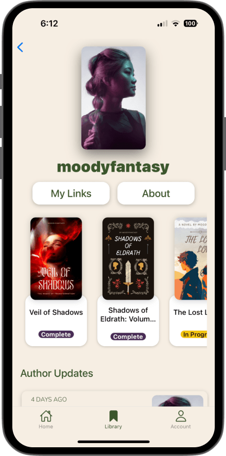Showcase your work with dedicated author page for serial fiction